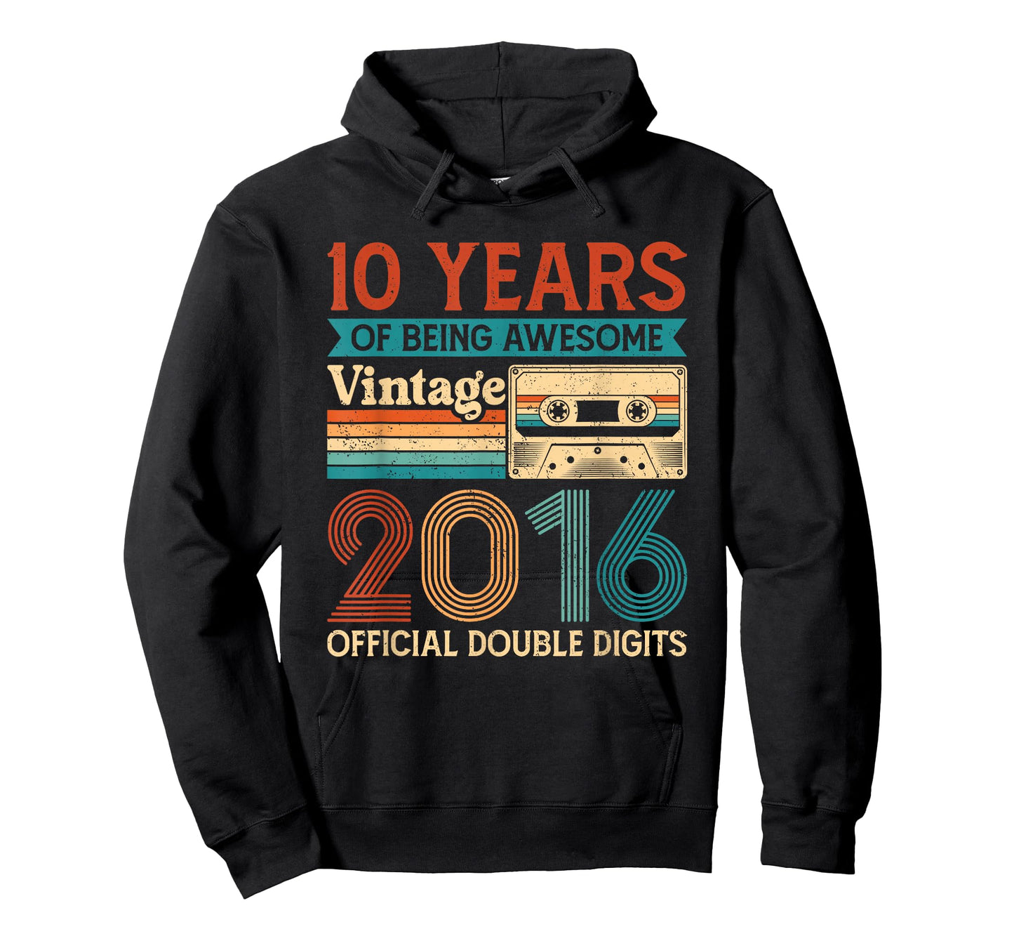 Vintage 2016 Official Double Digits 10yrs Old 10th Birthday T-Shirt