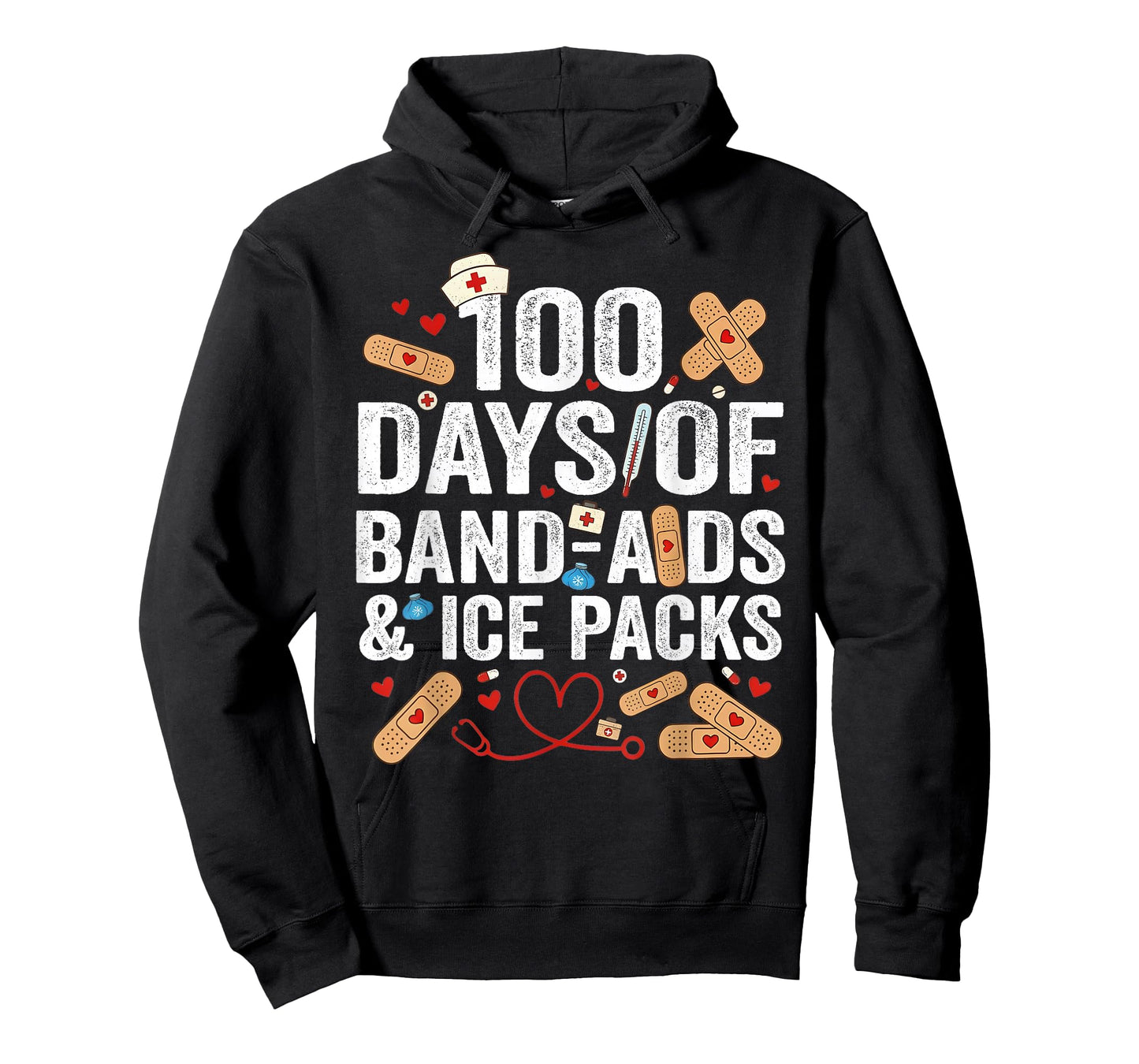 100 Days of School Nurse 100 Day Band Aids Student Funny T-Shirt