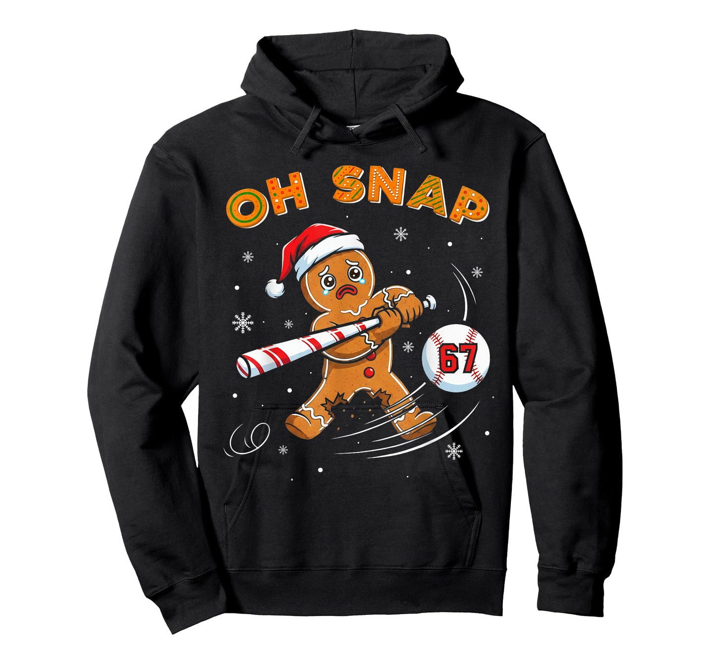 Funny Gingerbread Man Oh Snap 67 Baseball Meme Funny Xmas T-Shirt