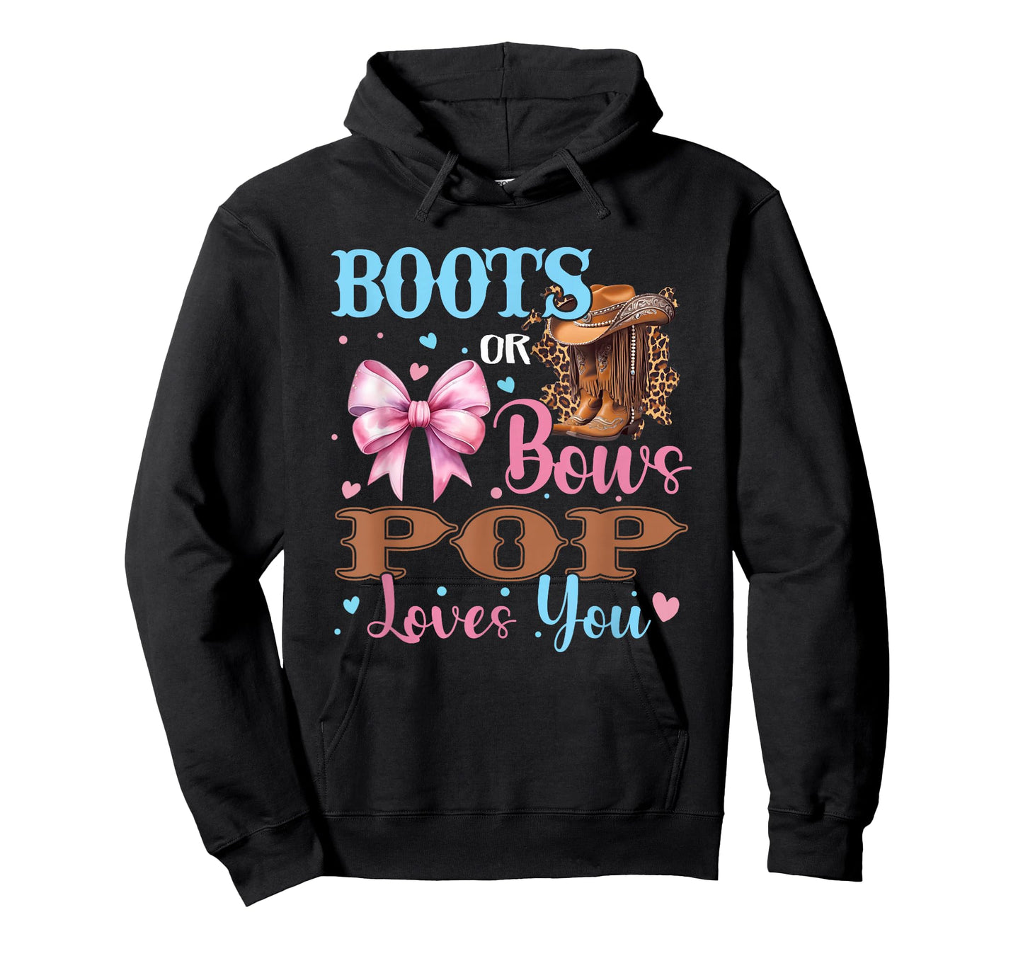 Boots or Bows Pop Loves You Gender Reveal Family T-Shirt