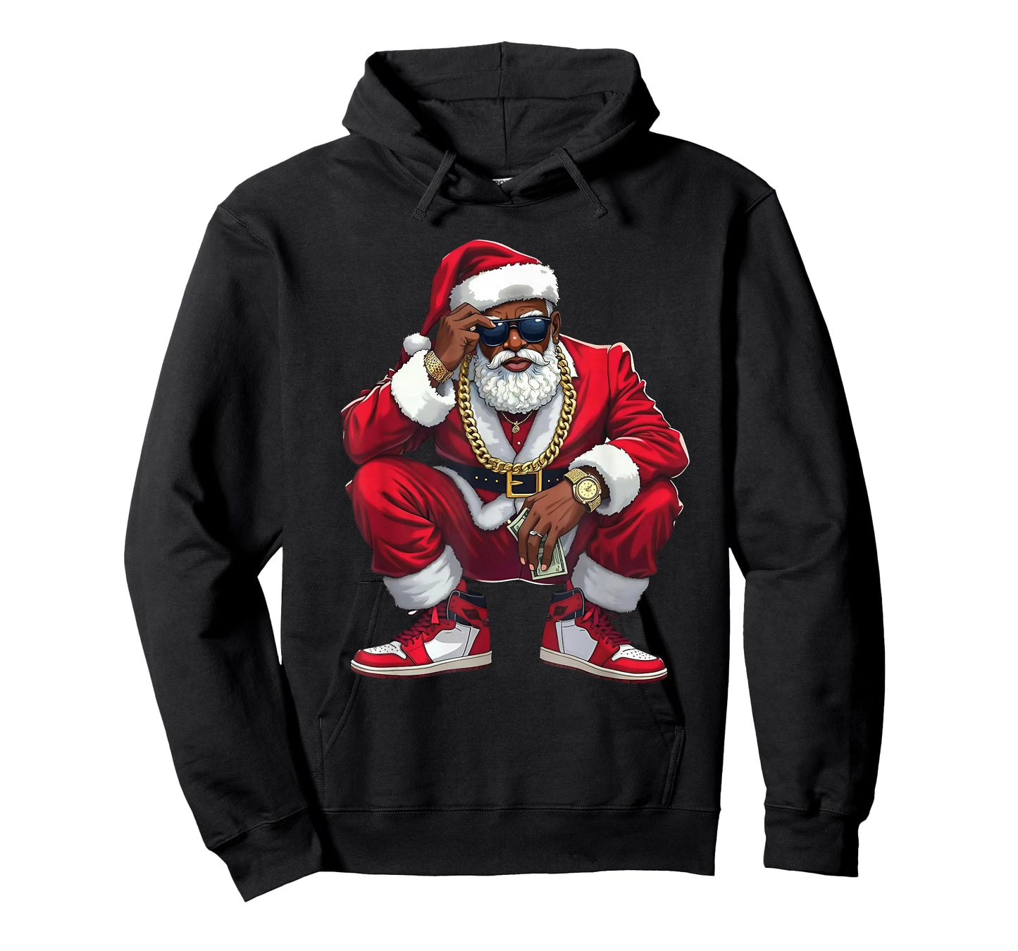 African American Christmas Pajama Xmas Afro Santa Claus T-Shirt