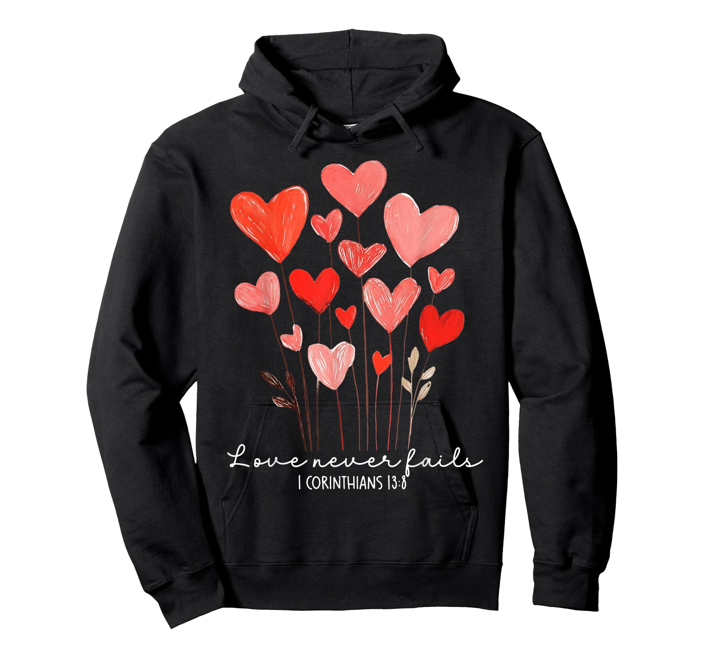 Love Never Fails Heart Christian Valentines Day T-Shirt