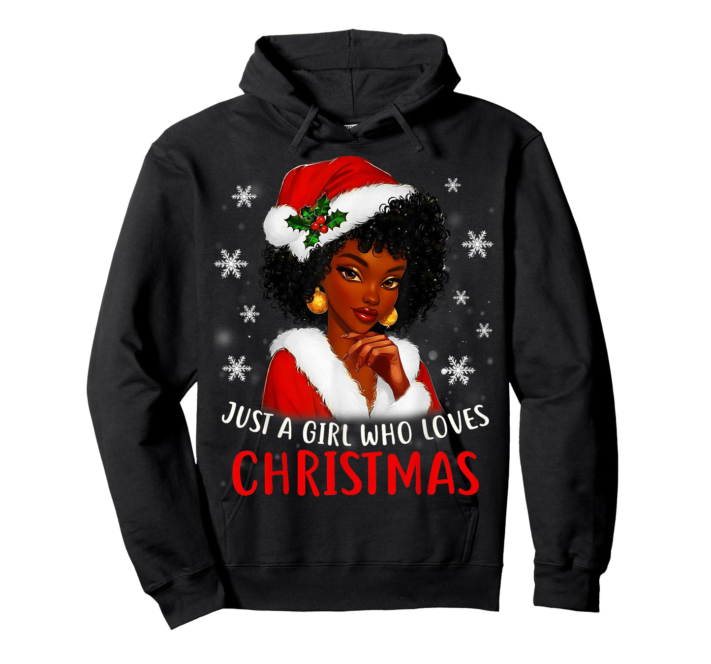 African American Woman Santa Just A Girl Who Loves Christmas T-Shirt
