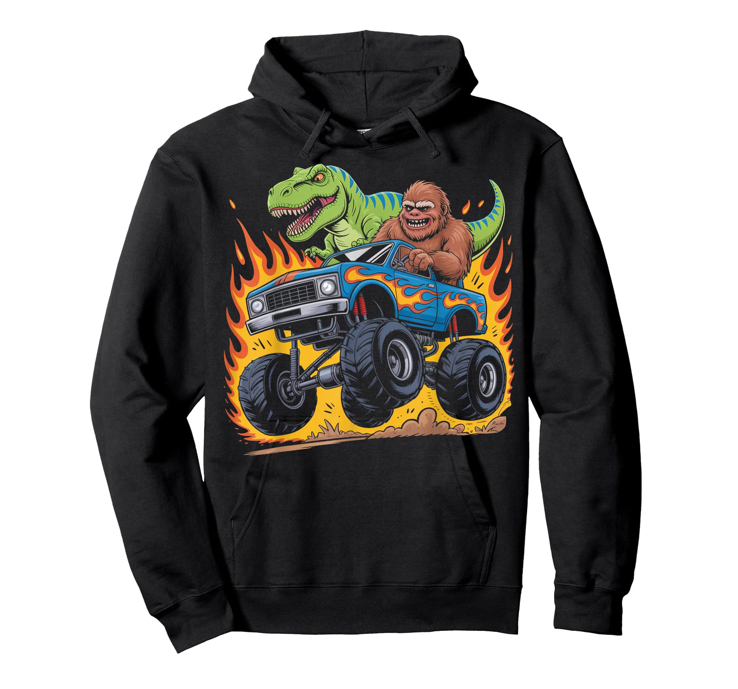Funny Bigfoot Sasquatch Dino Trex Monster Truck Dinosaur T-Shirt