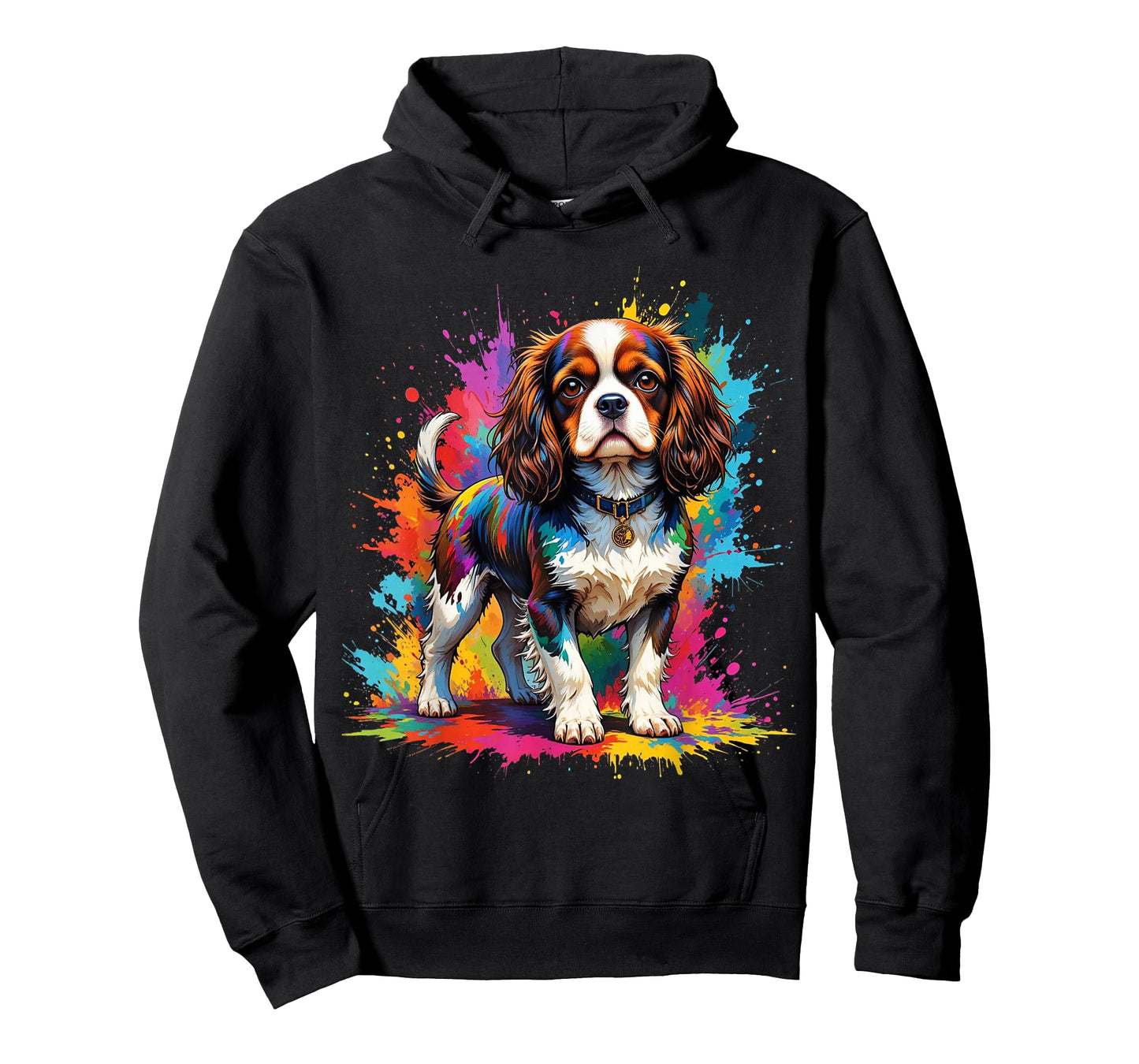 Colorful Cavalier King Charles Spaniel Dog Color Splashes T-Shirt
