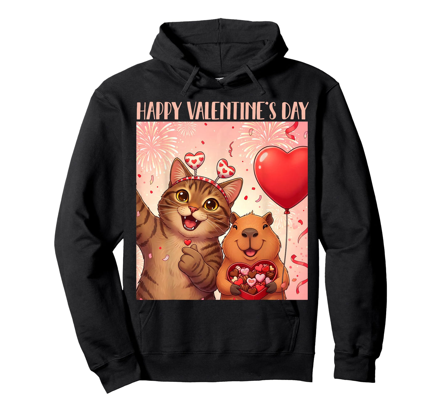 Happy Valentines 2026 Cute Cat Capybara Party Art T-Shirt