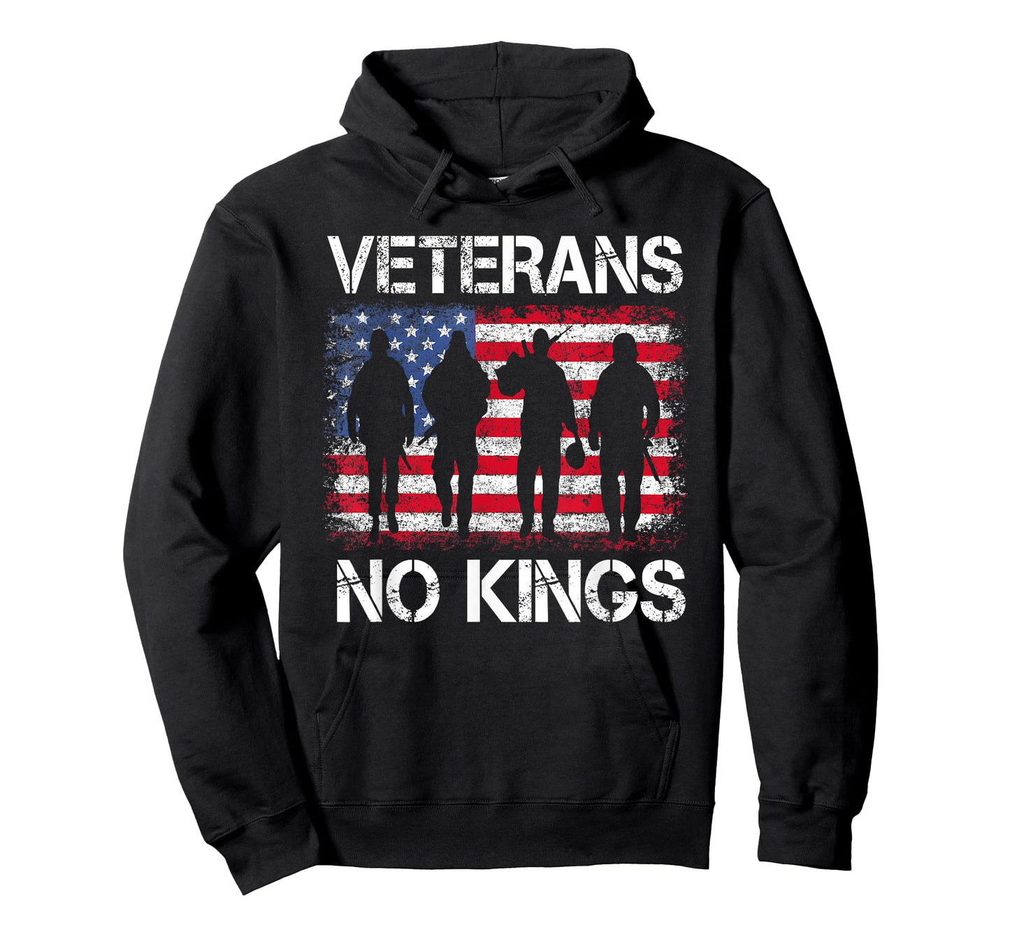Veterans No Kings Vintage Military America Flag Veterans Day T-Shirt