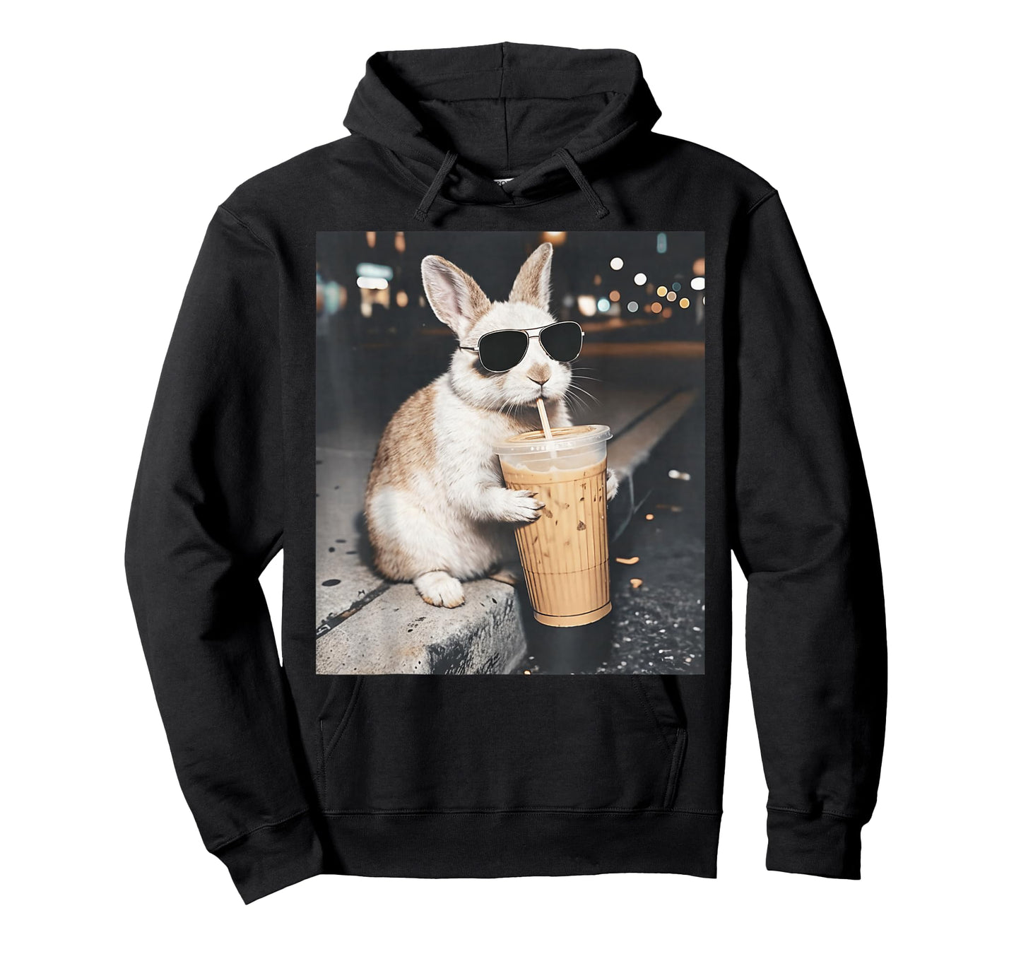 Rabbit Drinking Iced Coffee Funny Easter Bunny Men Women T-Shirt