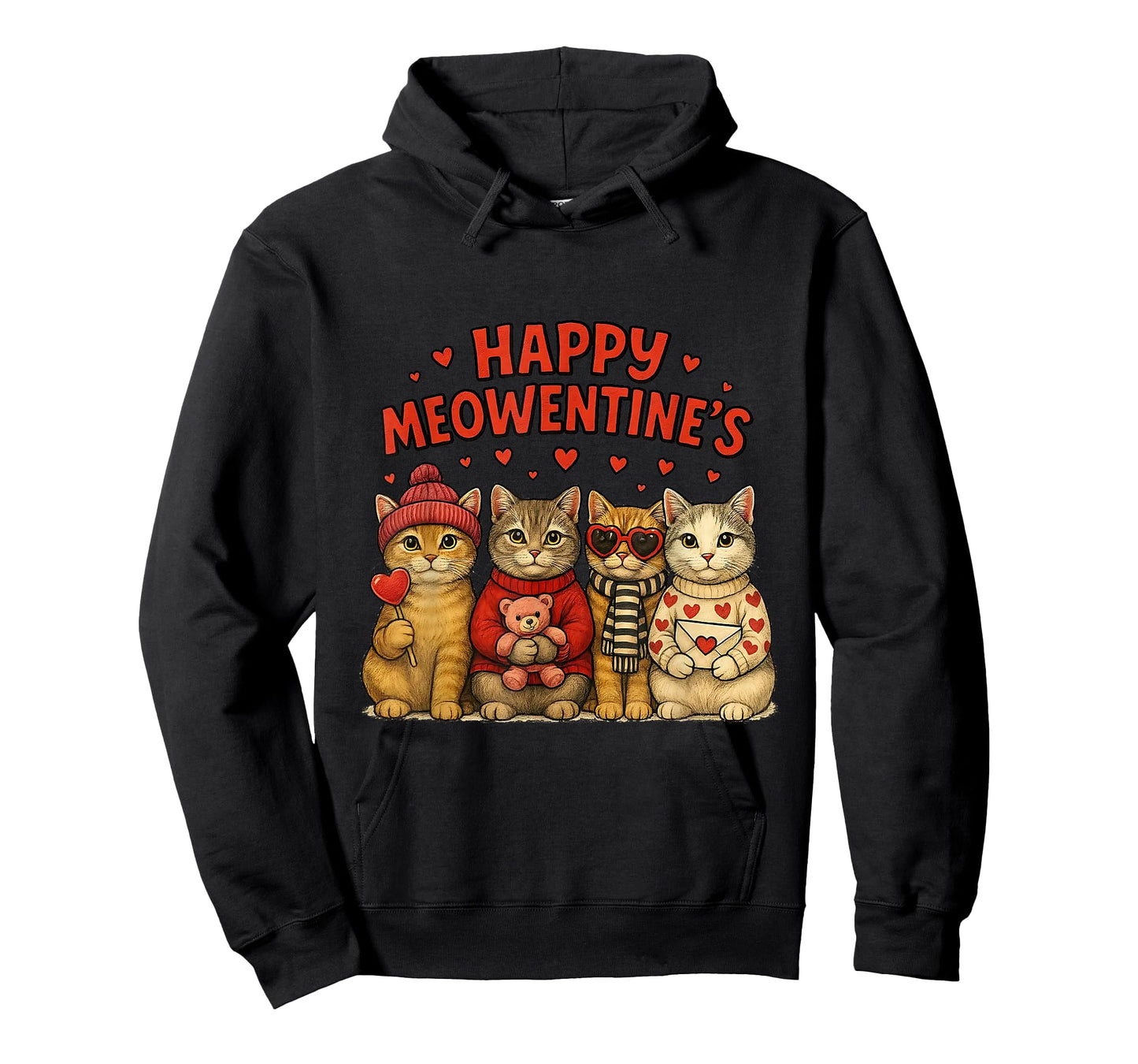 Happy Meowentines Cute Valentine Cats Love Women Men T-Shirt