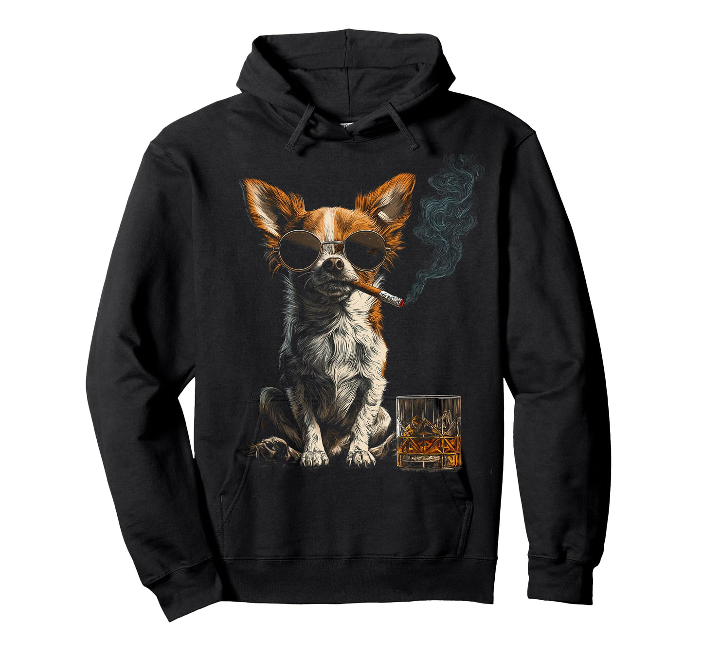 Chihuahua Smoking Cigarette Whisky Lover Funny Dog T-Shirt