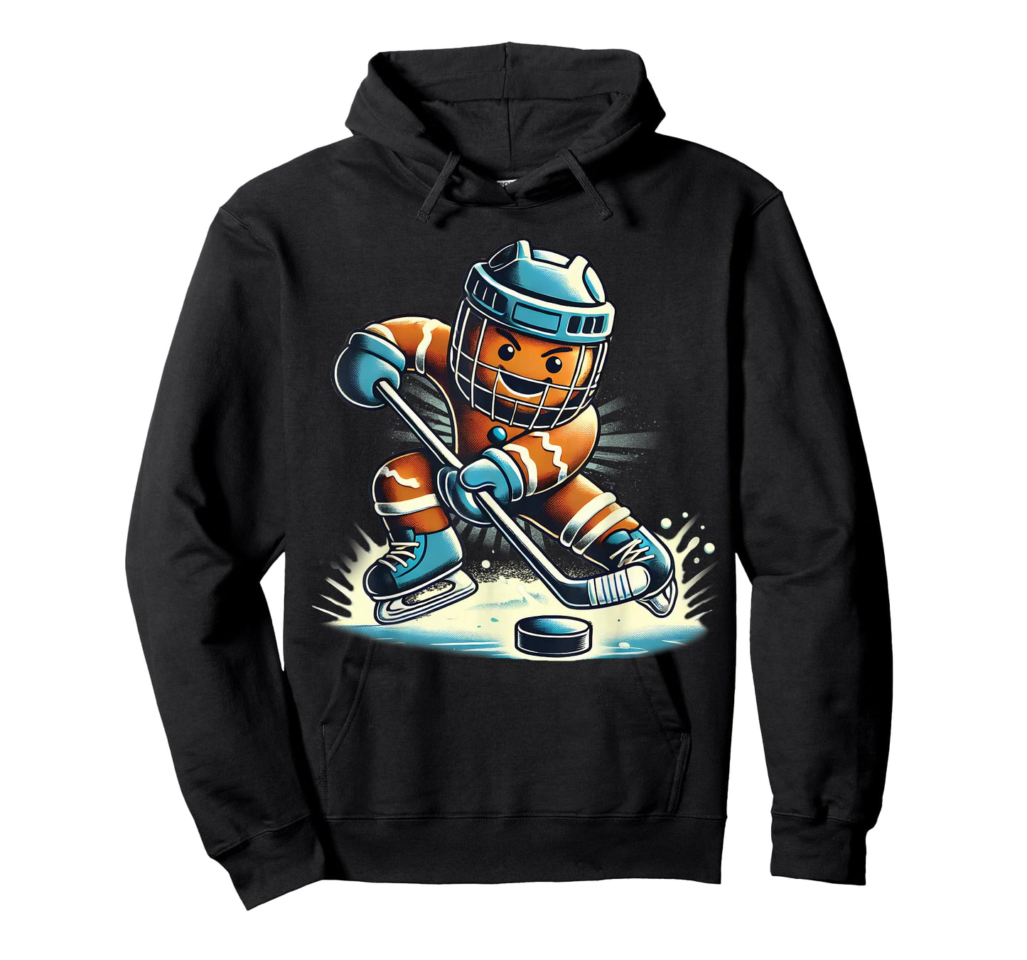Funny Santa Playing Ice Hockey Fan Players Sport Gingerbread T-Shirt