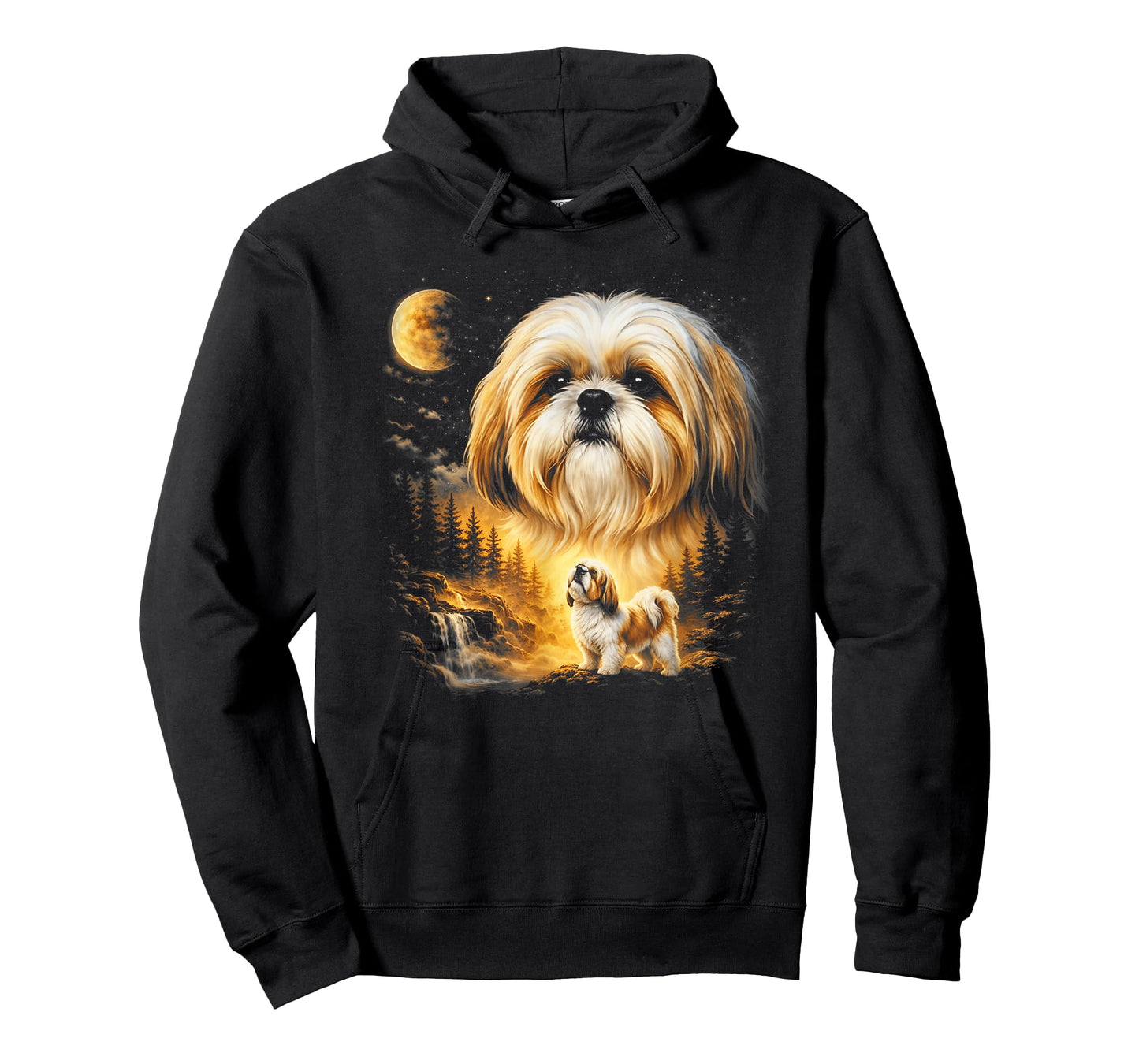 Shih Tzu Howling to The Moon Vintage 90s Funny Dog Graphic T-Shirt