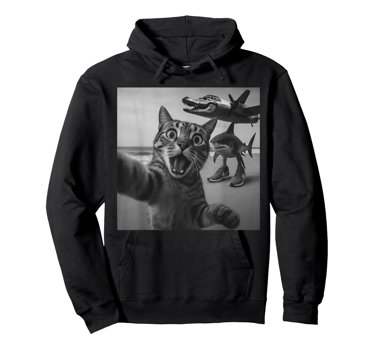 Cat Selfie Shark Crocodile Italian Brainrot Meme Men Women T-Shirt