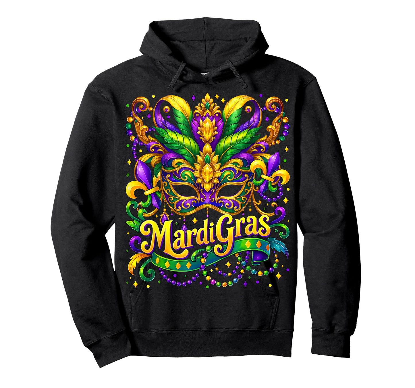 Happy Mardi Gras Mask Fleur De Lis Beads Carnival Party T-Shirt