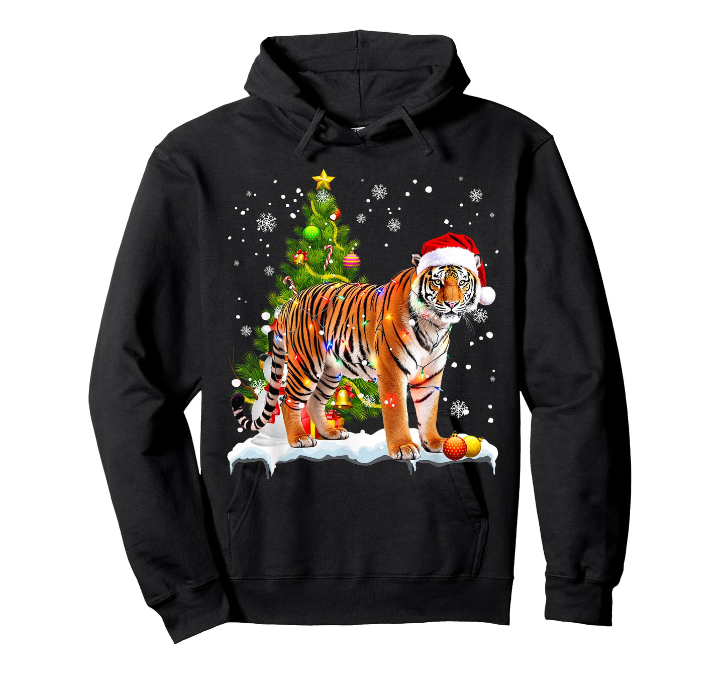 Cute Tiger Christmas Light Funny Tiger Lover Xmas T-Shirt