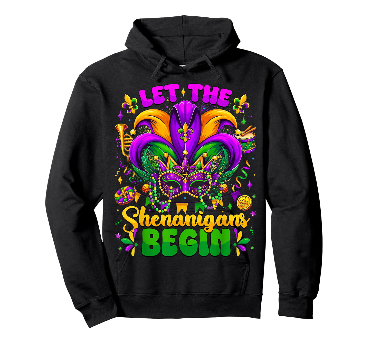 Let The Shenanigans Begin Mardi Gras Jester Mask Men Women T-Shirt