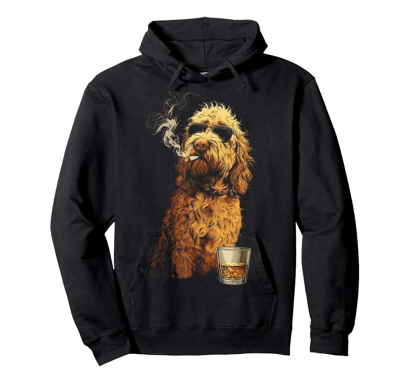 Goldendoodle Smoking Cigarette Whisky Lover Funny Doodle Dog T-Shirt