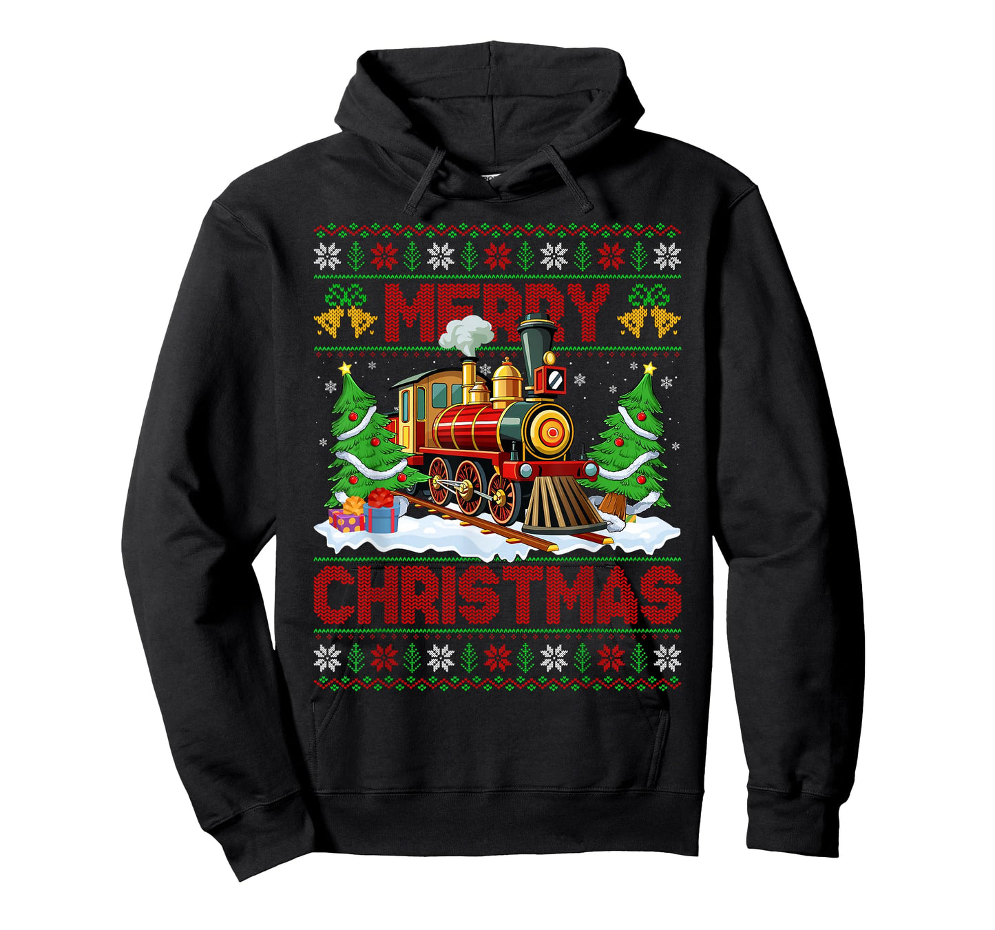 Train Christmas Ugly Sweater Funny Train Xmas Adults Kids T-Shirt