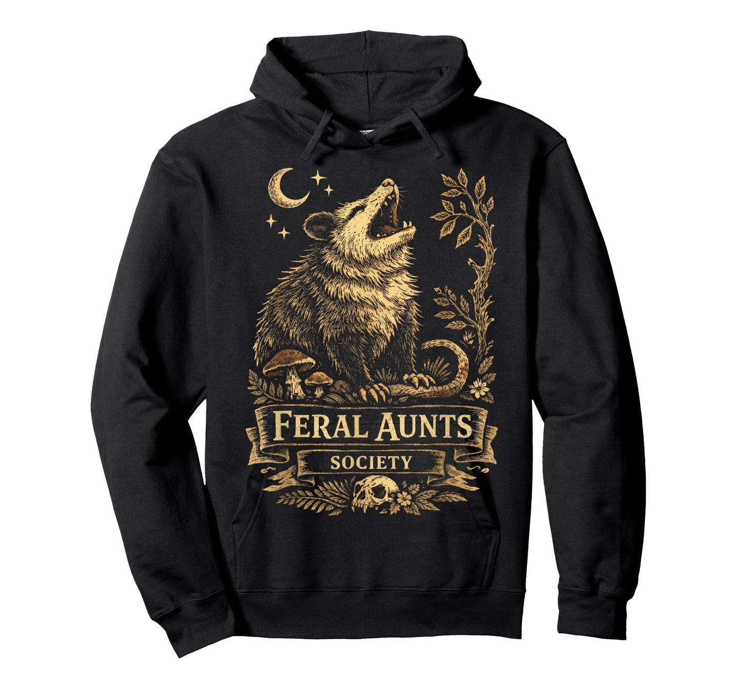 Feral Aunts Society Funny Opossum Folklore Vintage Graphic T-Shirt