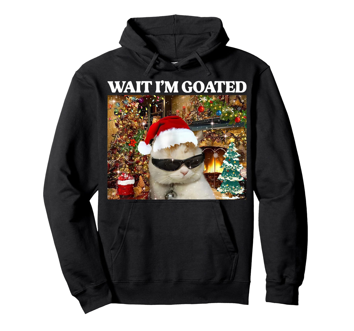 Wait I'm Goated Funny Christmas Cat Meme T-Shirt