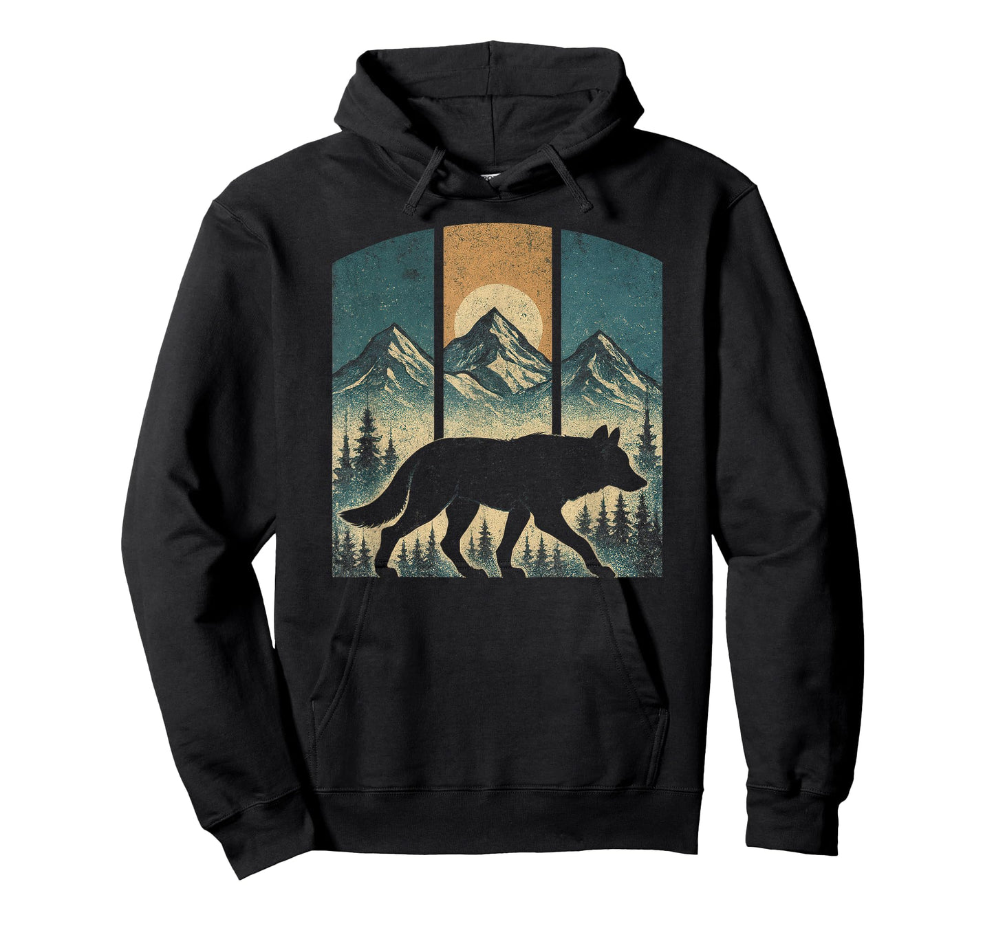 Vintage Wolf Graphic Tee Mountains Nature Men Women Retro T-Shirt