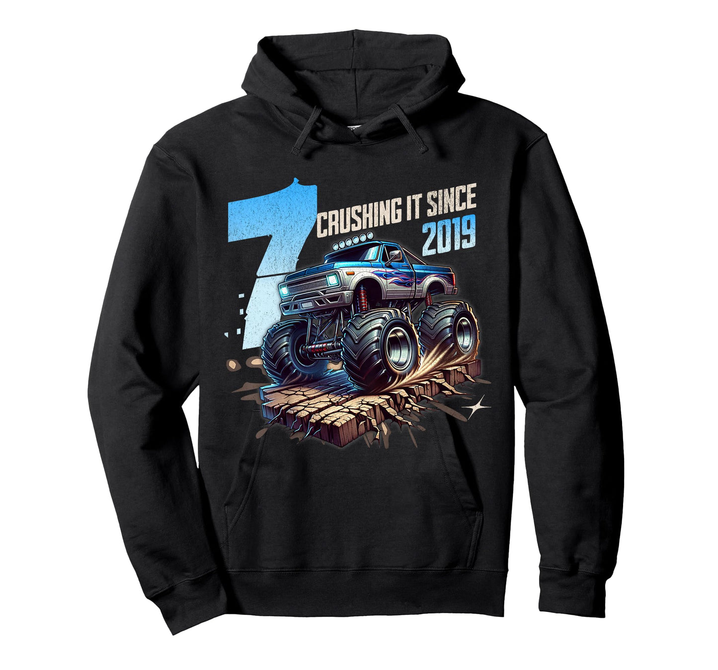 Kids 7th Birthday Truck Turning 7 Years Old Boy Born in 2019 T-Shirt