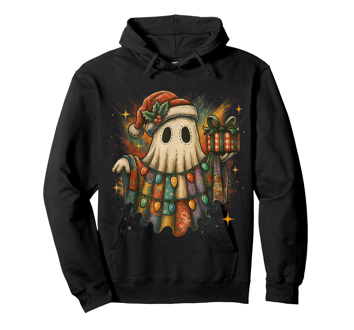 Vintage Christmas Ghost with Lights and Gift T-Shirt