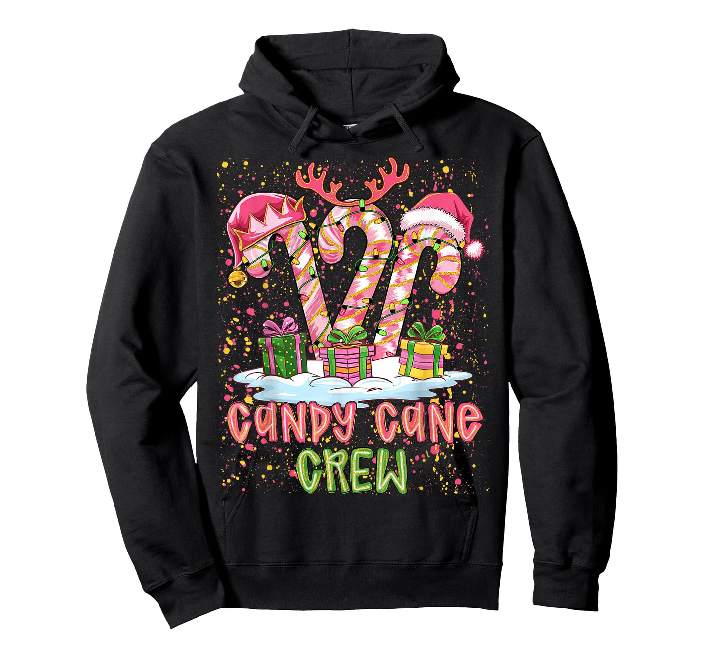 Candy Cane Crew Pink Coquette Preppy Color Xmas PJ Santa Hat T-Shirt