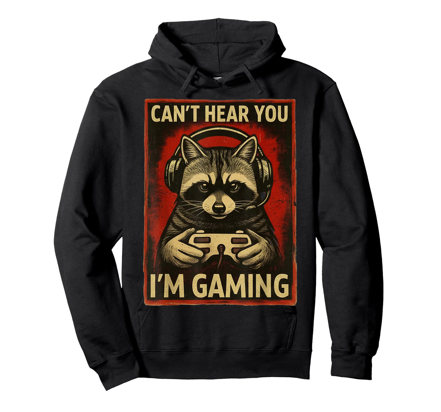 Can't Hear You I'm Gaming Gamer Raccoon Playing Video Game T-Shirt