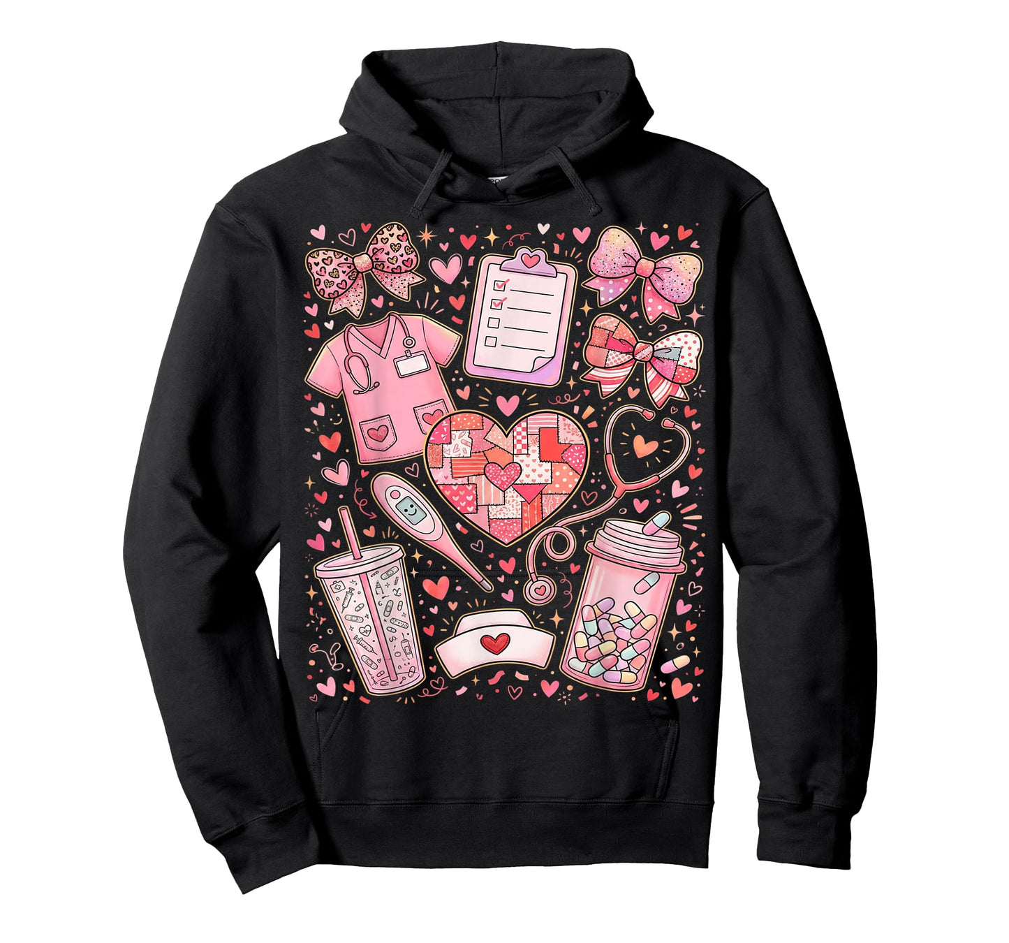 Pink Healthcare ER RN CNA ICU Valentine Nurse Heart Nurses T-Shirt