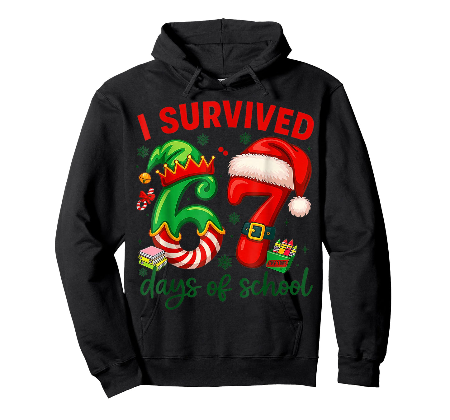 I Survived 67 Days of School Christmas Candy Cane Six Seven T-Shirt