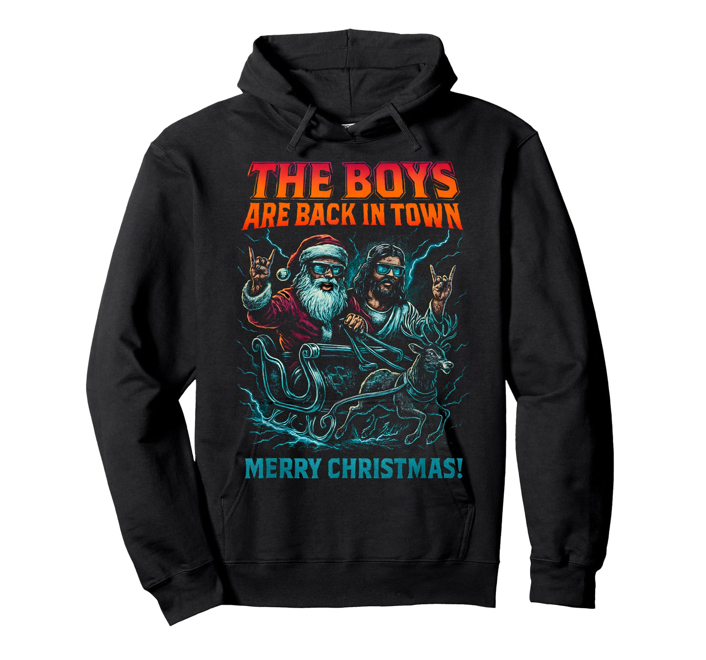 The Boys are Back in Town Christmas Jesus Santa Rock n Roll T-Shirt