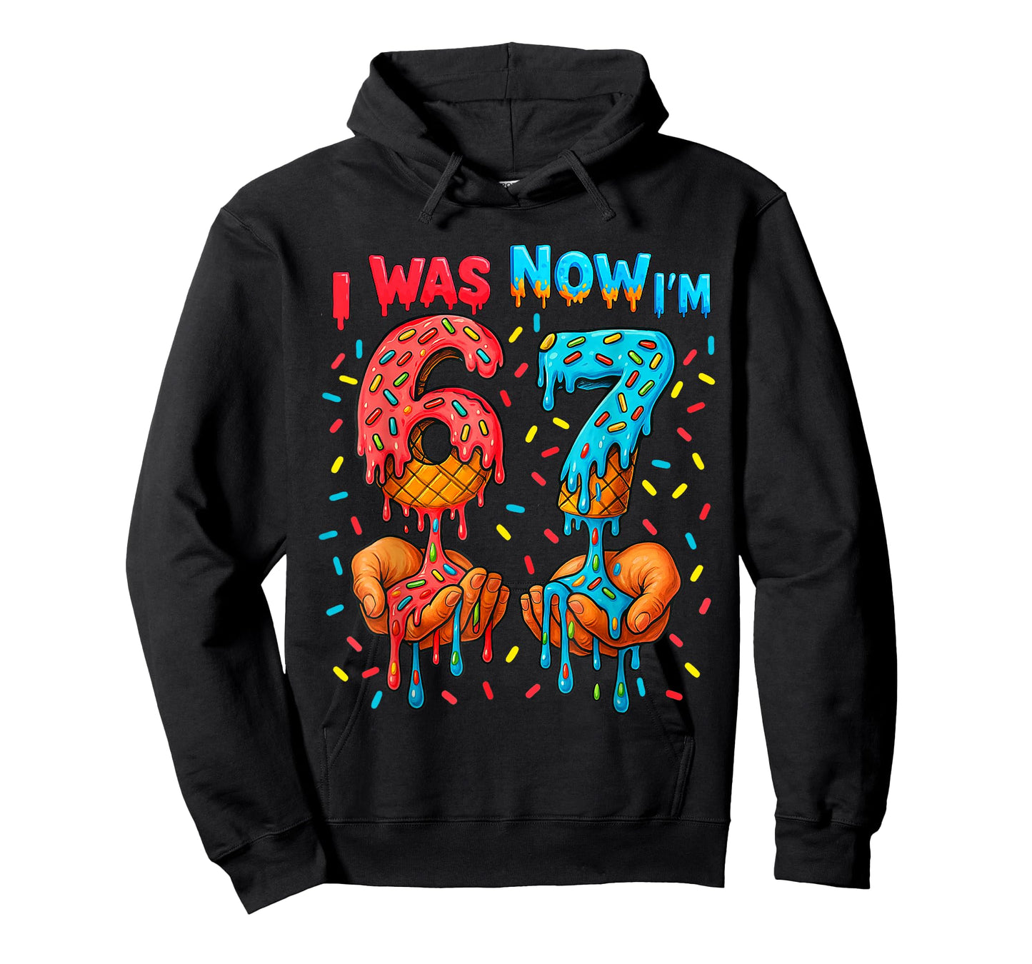 7 Year Old Birthday I was 6 Now I'm 7 67 Meme Funny Kids T-Shirt