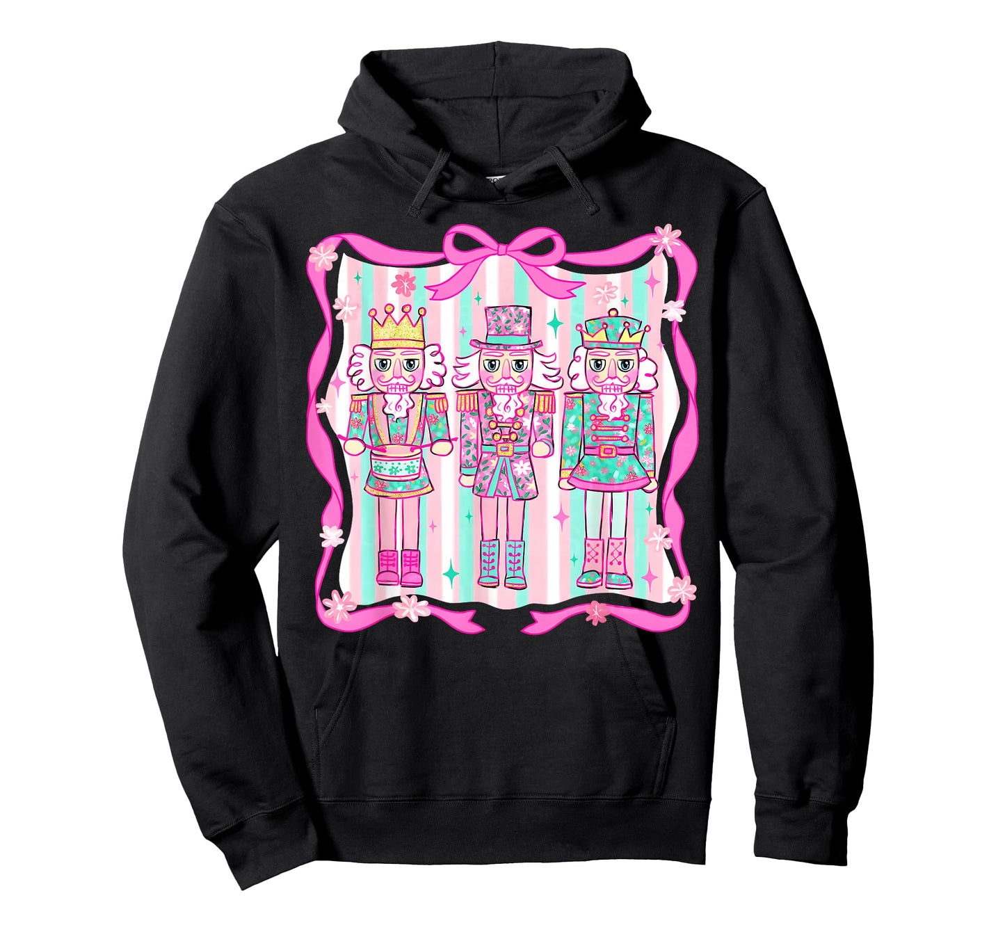 Preppy Christmas Pink Nutcrackers Coquette Bow Women Kids T-Shirt