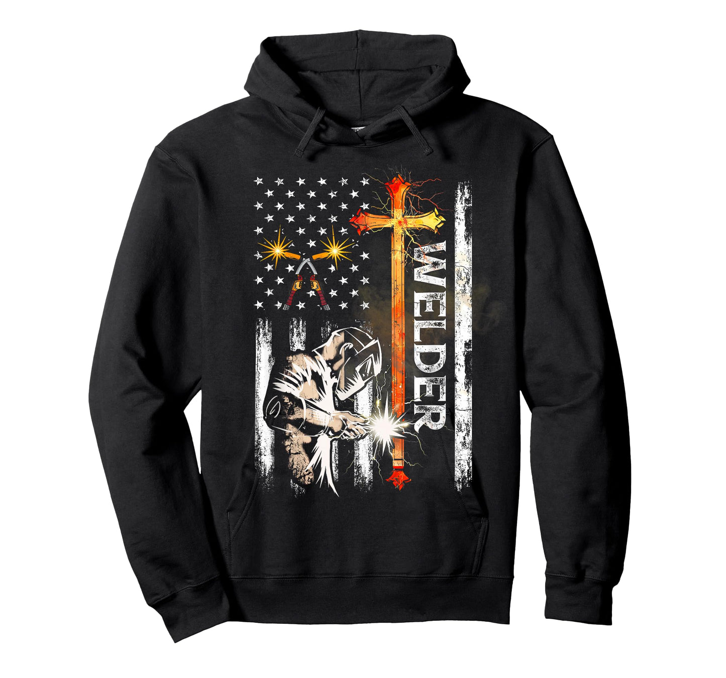 Welder American Flag Welding Faith Cross Christian T-Shirt