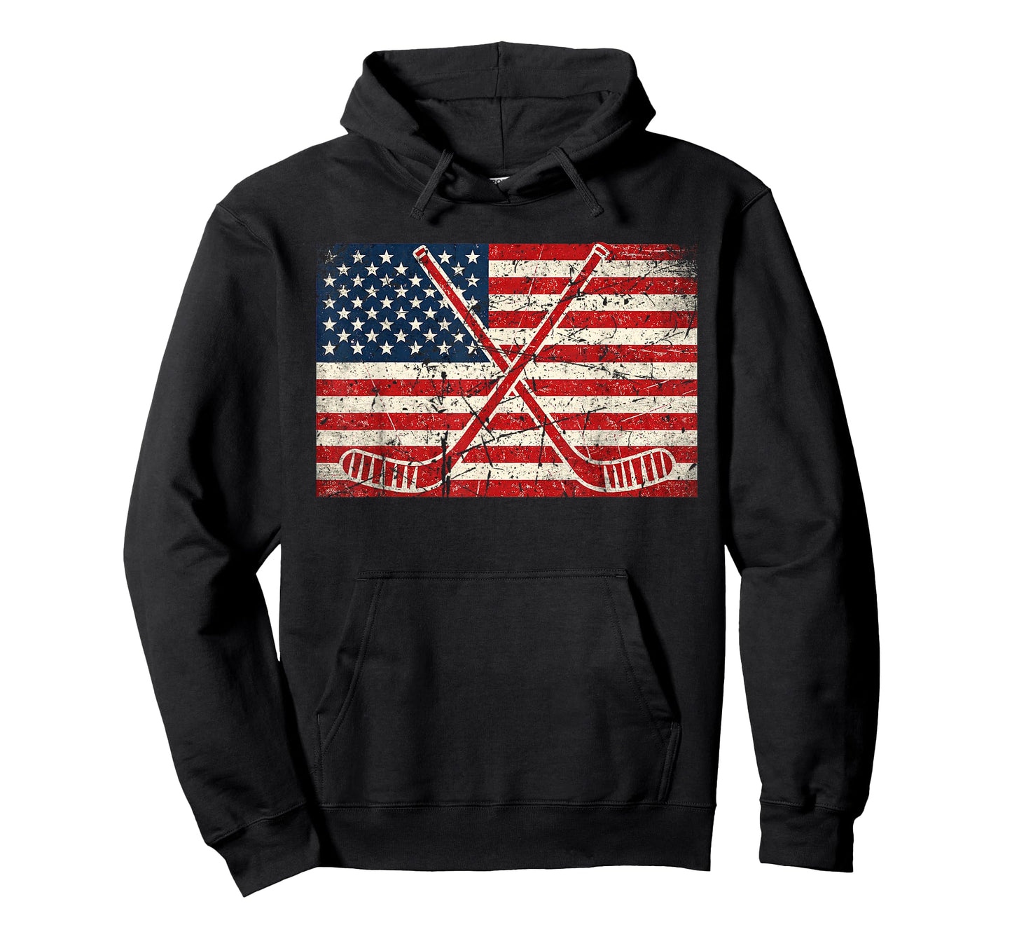 American Pride 4th of July Ice Hockey USA Flag Hockey Sticks T-Shirt