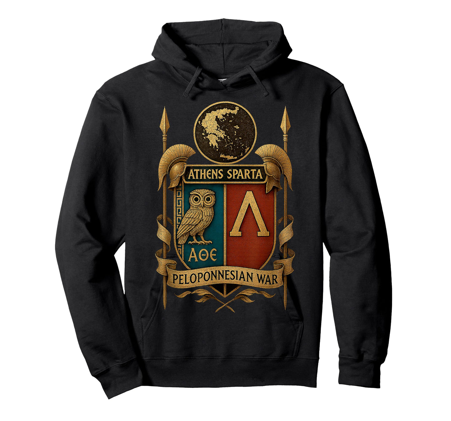 Peloponnesian War Athens Sparta Emblem Owl Lambda Crest T-Shirt
