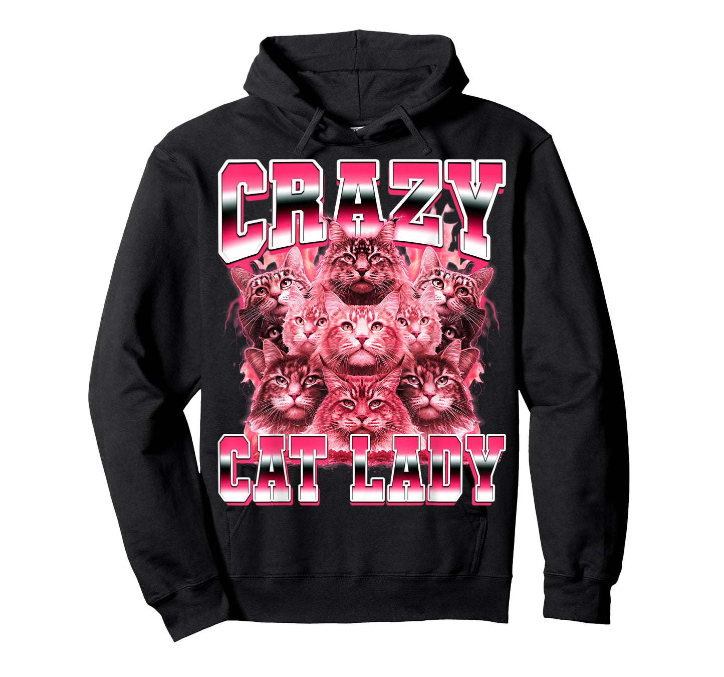 Crazy Cat Lady Funny 90s Bootleg Style T-Shirt