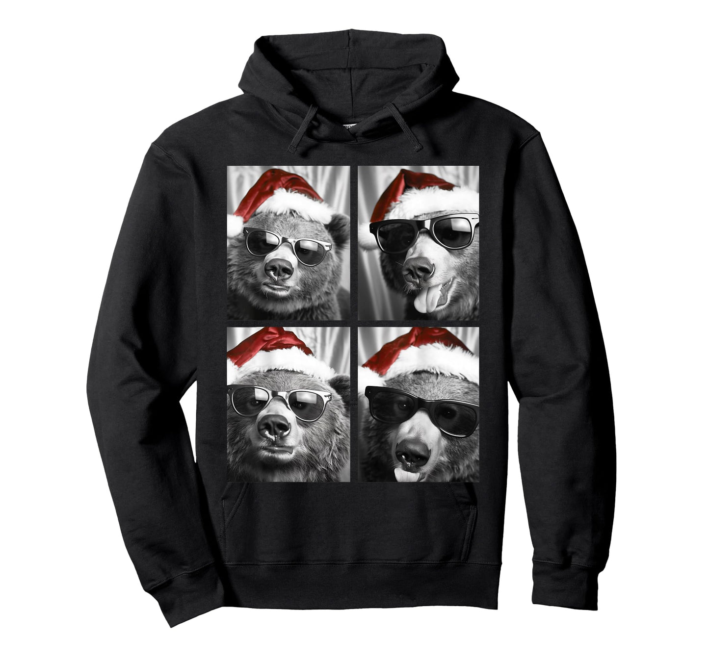 Funny Christmas Bears with Sunglasses Santa Hat Festive Meme T-Shirt