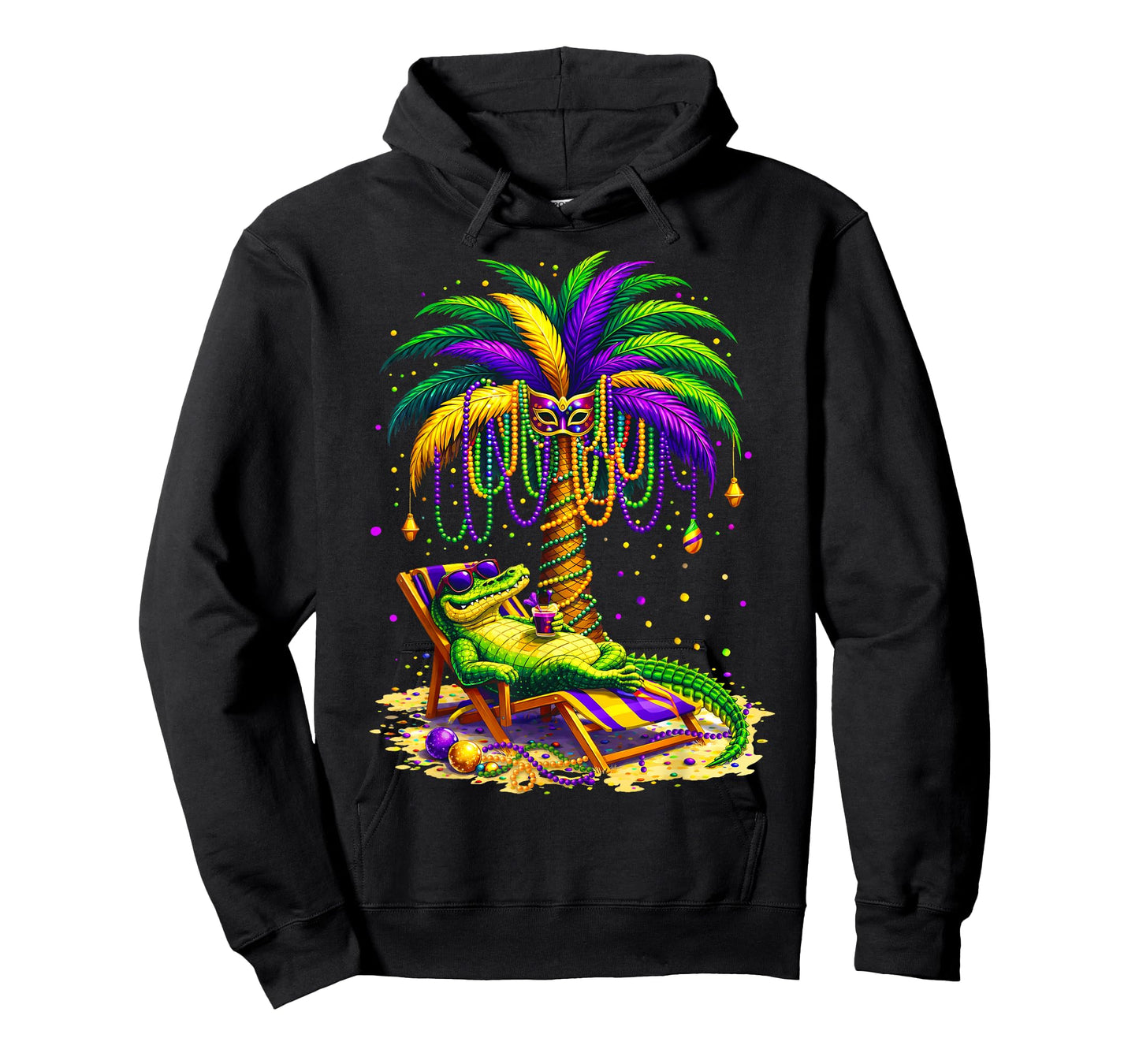 Palm Tree Mardi Gras Hawaiian Tropical Louisiana Alligator T-Shirt
