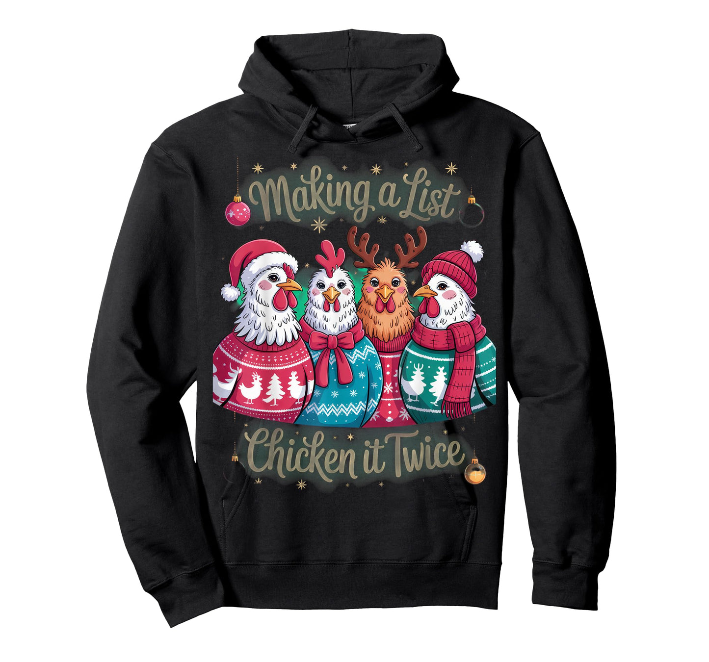Making a List Chicken it Twice Funny Christmas Clothing T-Shirt