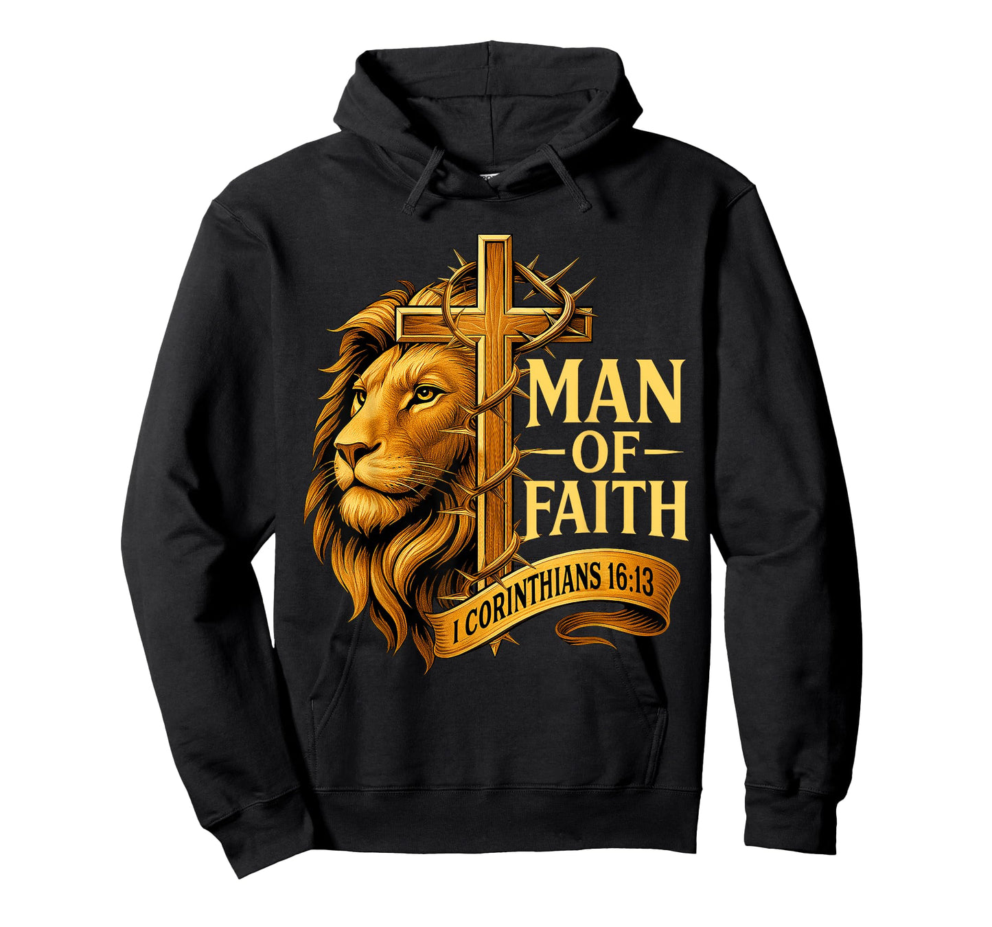Man of Faith Lion Cross Christian Bible Verse T-Shirt