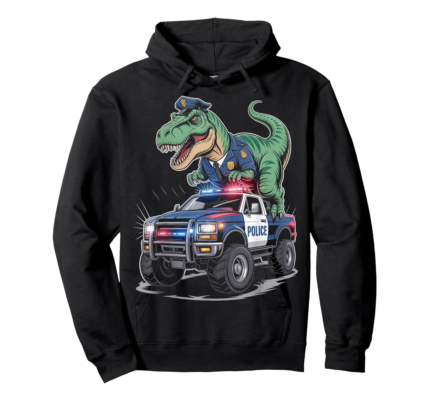 Police Car Policeman Dino Trex Monster Truck Dinosaur T-Shirt