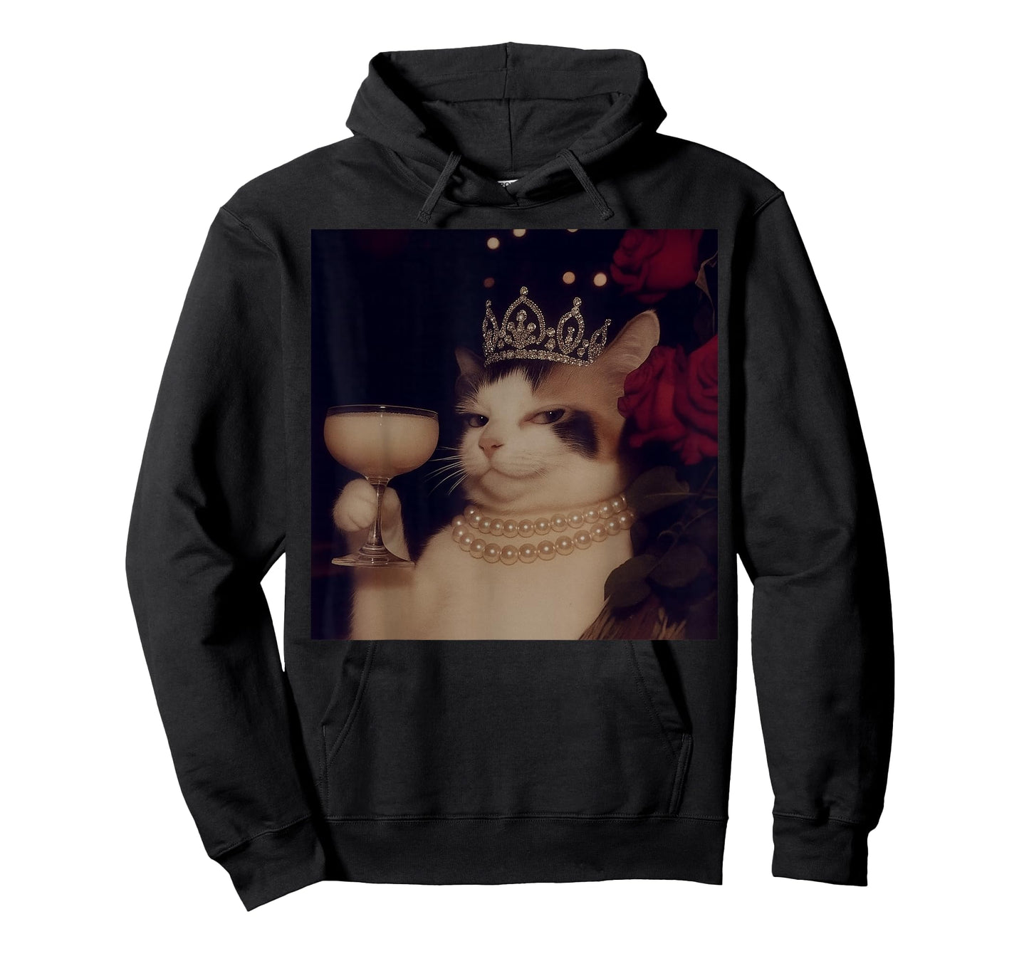 Retro Elegant Queen Cat Cocktail Vintage Cat Portrait Meme T-Shirt
