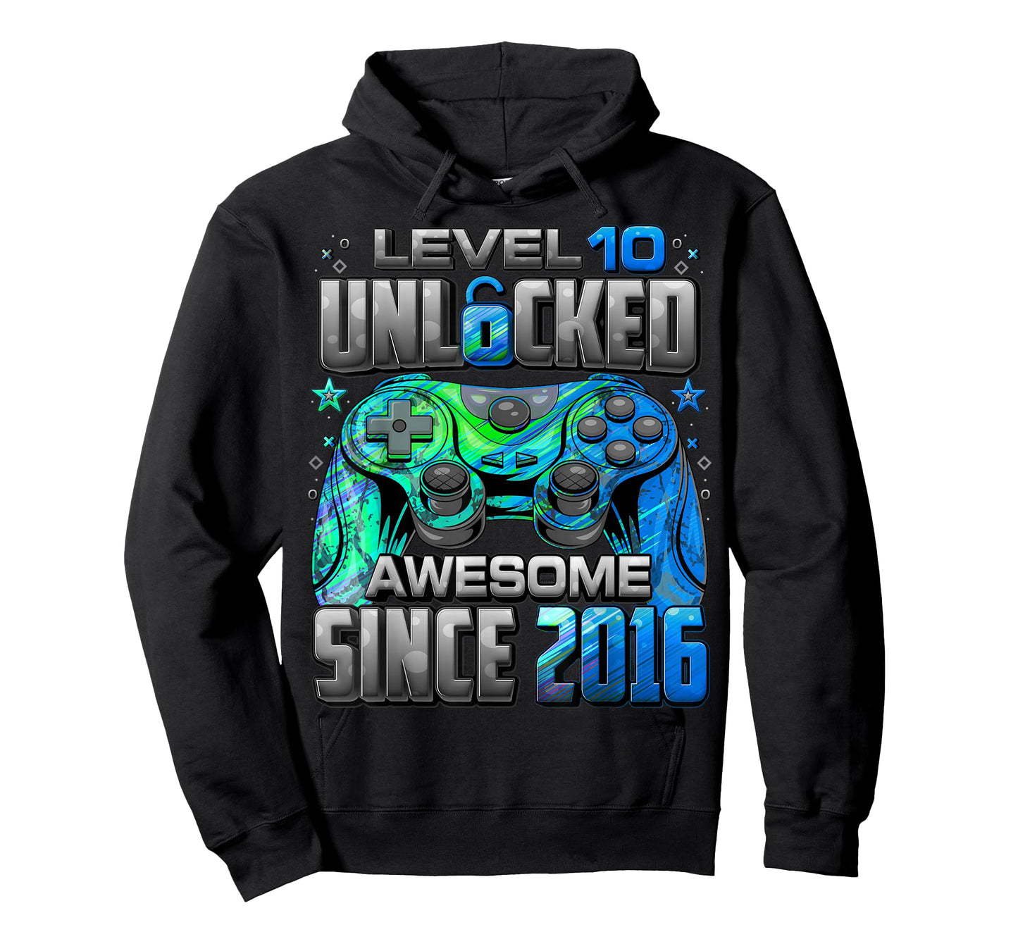 Level 10 Unlocked Awesome Since 2016 10th Birthday Gaming T-Shirt