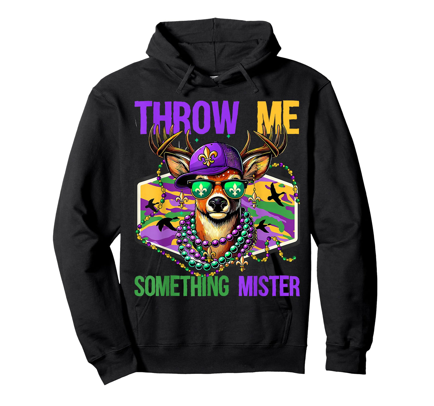 Throw Me Something Mister Mardi Gras Deer Hunting Lover Camo T-Shirt