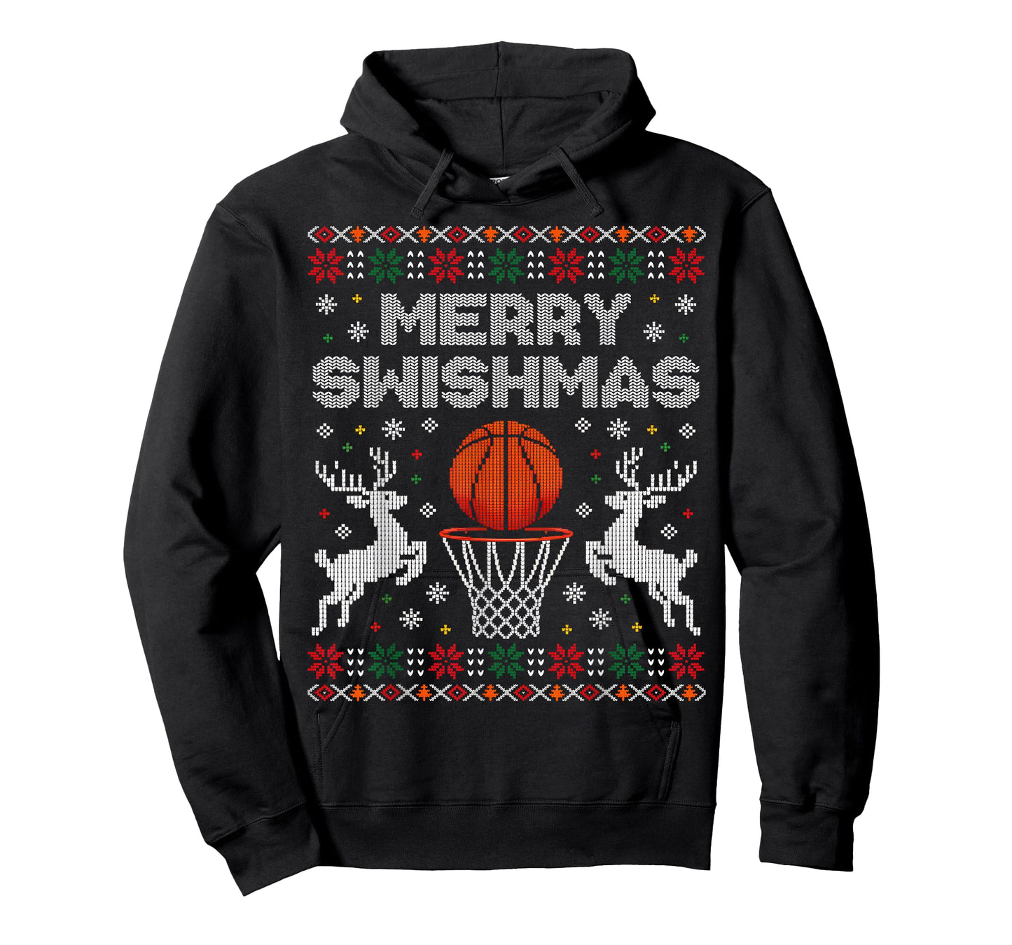 Basketball Christmas Ugly Sweater Merry Swishmas Men Women T-Shirt