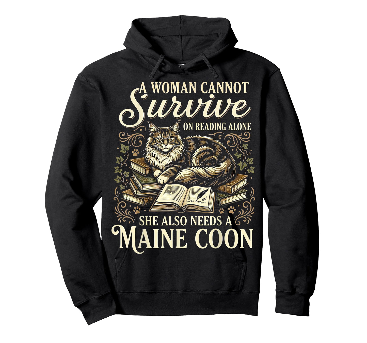 Funny Maine Coon Mom Book Lover Reading Cat Bookworm T-Shirt