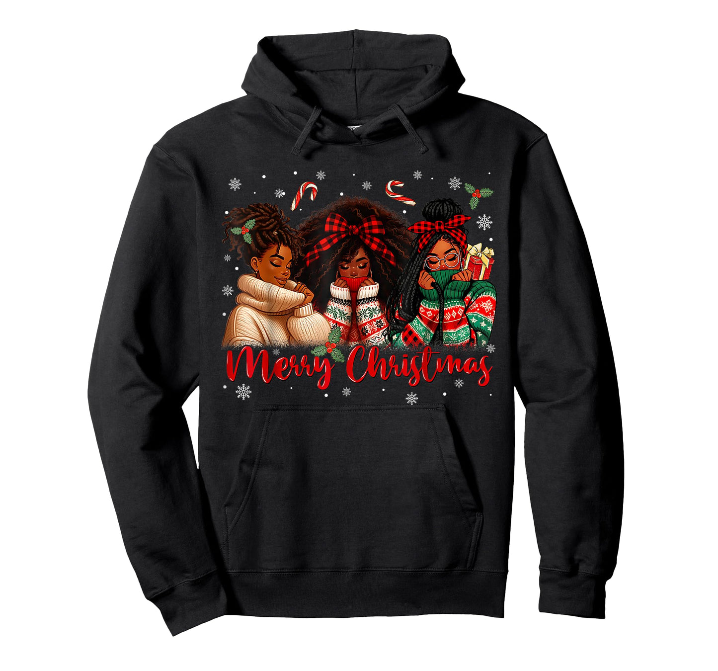 Black African Girl American Melanin Christmas Santa Hat Xmas T-Shirt