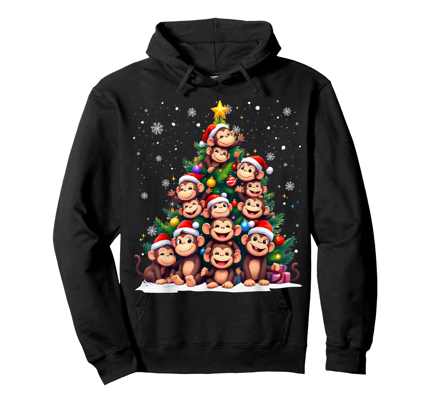 Funny Christmas Tree Monkey Family Xmas Pajamas T-Shirt